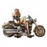 Blechschild Motorrad Ride Hard mit Pin Up Girl