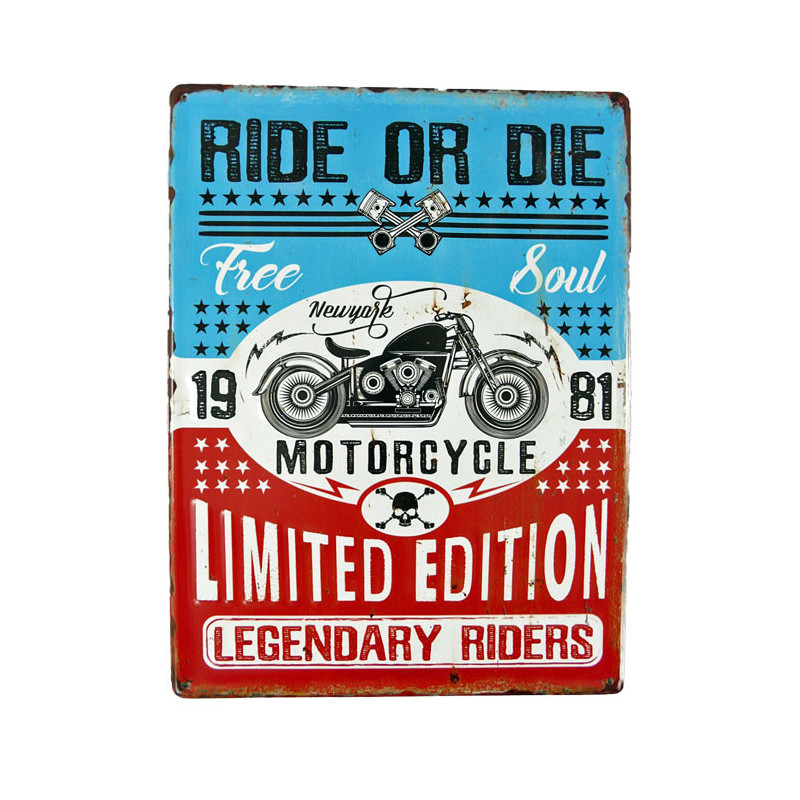Blechschild Ride or Die - Motorrad