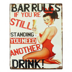 Blechschild Bar Rules Pin...