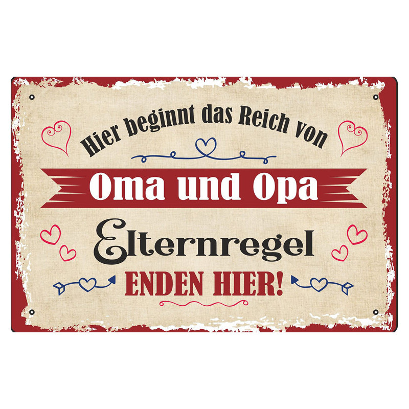 Blechschild Hier beginnt das Reich von Oma und Opa...