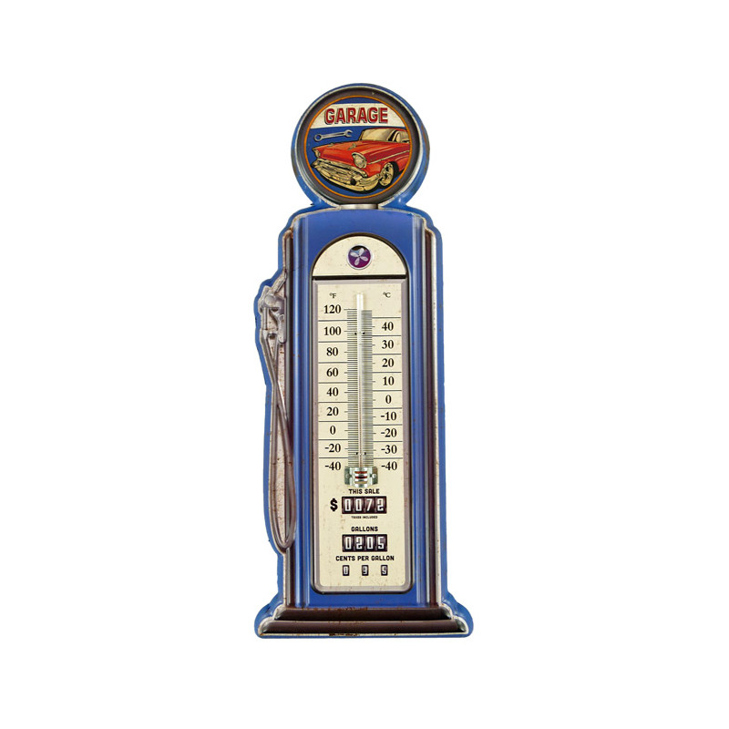 Blechschild Tankstelle mit Thermometer