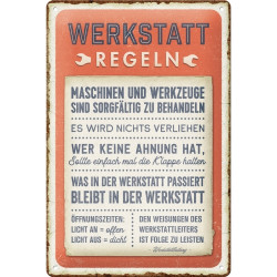 Werkstattregeln Blechschild...