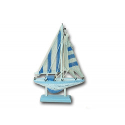 Modellschiff Segelboot Shabby Look Schiffsmodell aus Holz - 19 cm
