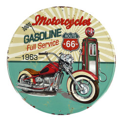 Blechschild Route 66 Motorcycle Gasoline