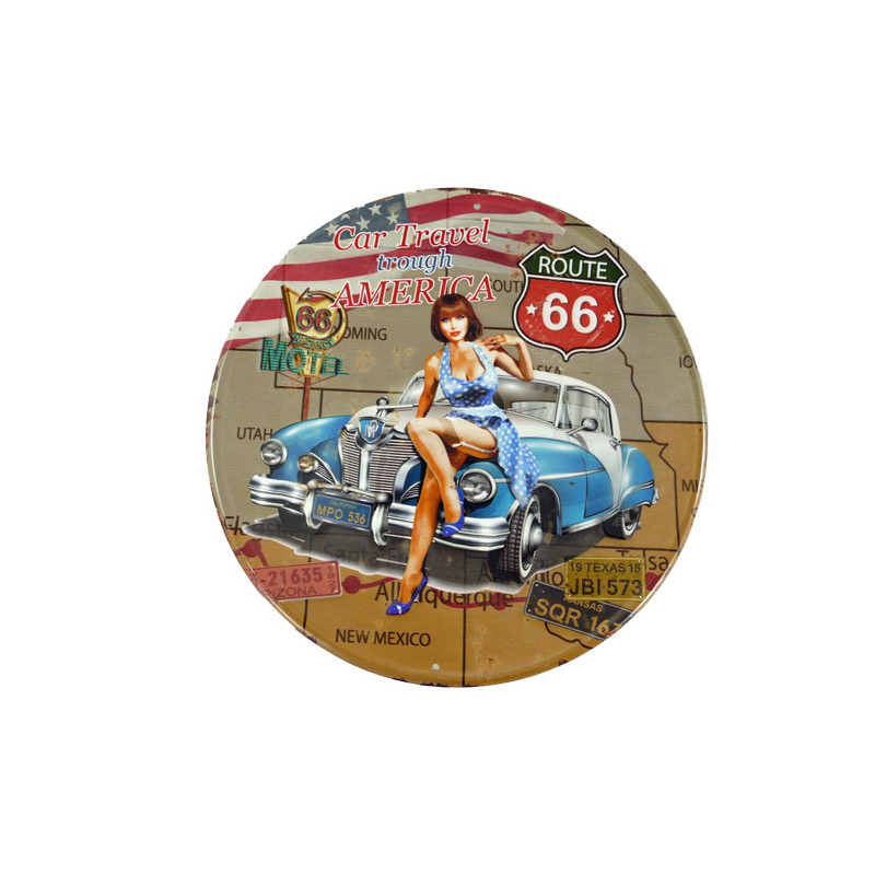 Blechschild Route 66 Car Travel