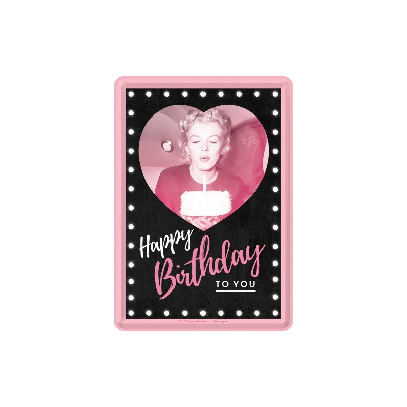 Marilyn Monroe Blechpostkarte Happy Birthday - Nostalgic-Art