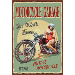 Blechschild Motorcycle Garage Pin Up Girl Vintage Motorrad