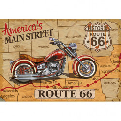 Blechschild Route 66 mit Motorrad Biker