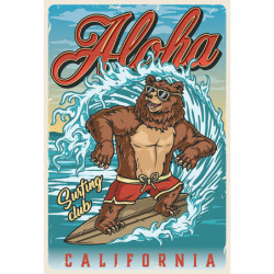 Blechschild Surfing Aloha California