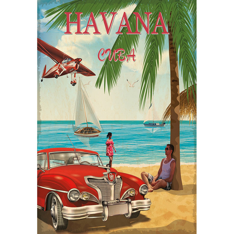 Blechschild Cuba Urlaub Palmen
