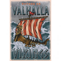 Blechschild Valhalla Vikings Wikinger Schiff