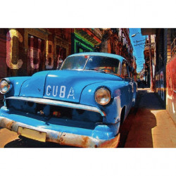 Blechschild Cuba Auto blau