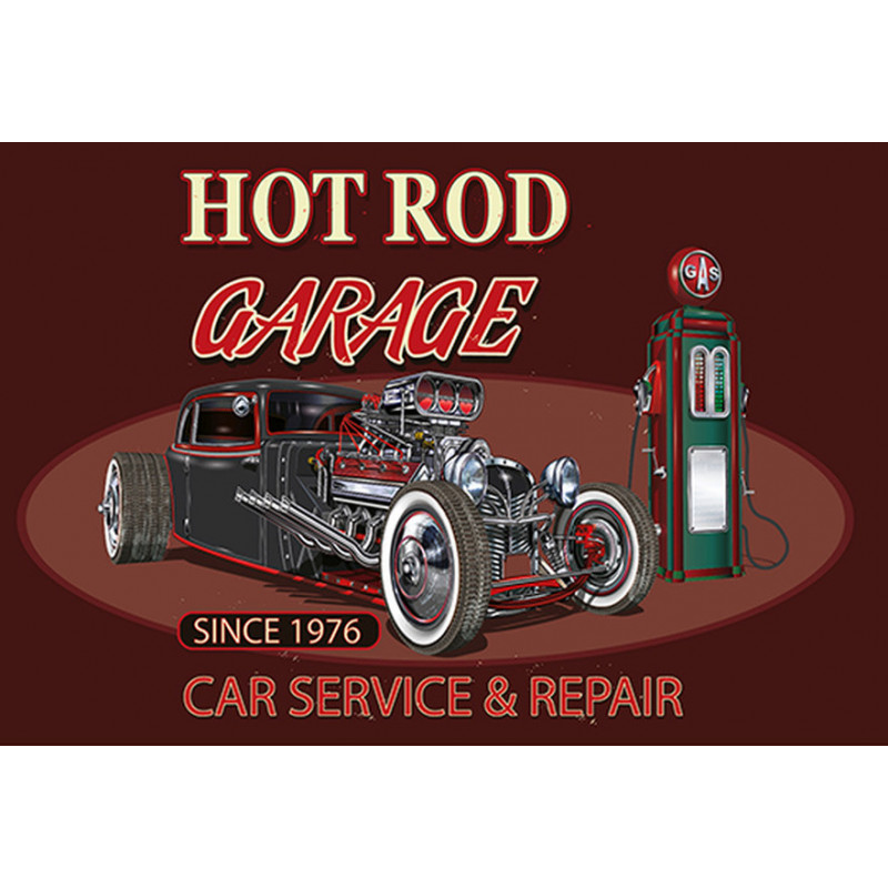 Blechschild Hot Rod Garage Car Service