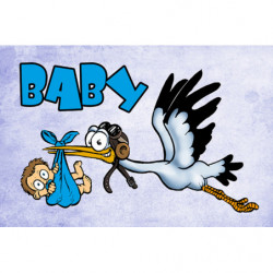Blechschild Storch bringt Baby