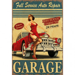 Blechschild Garage Full Service Auto Repair Pin Up Girl