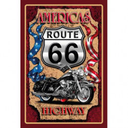 Blechschild Route 66 Americas Highway Motorrad