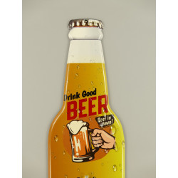 Blechschild Drink Good Beer mit Thermometer