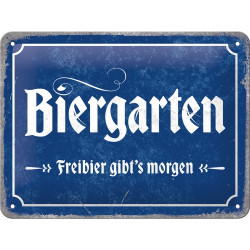 Biergarten Blechschild -...