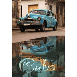 Blechschild Cuba Oldtimer blau
