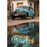 Blechschild Cuba Oldtimer blau