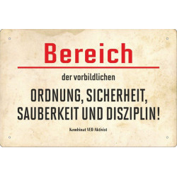 Blechschild Bereich der...