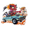 Blechschild Teufel Pin Up Girl Auto