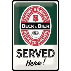 Beck´s Bier Blechschild Served Here - Nostalgic-Art