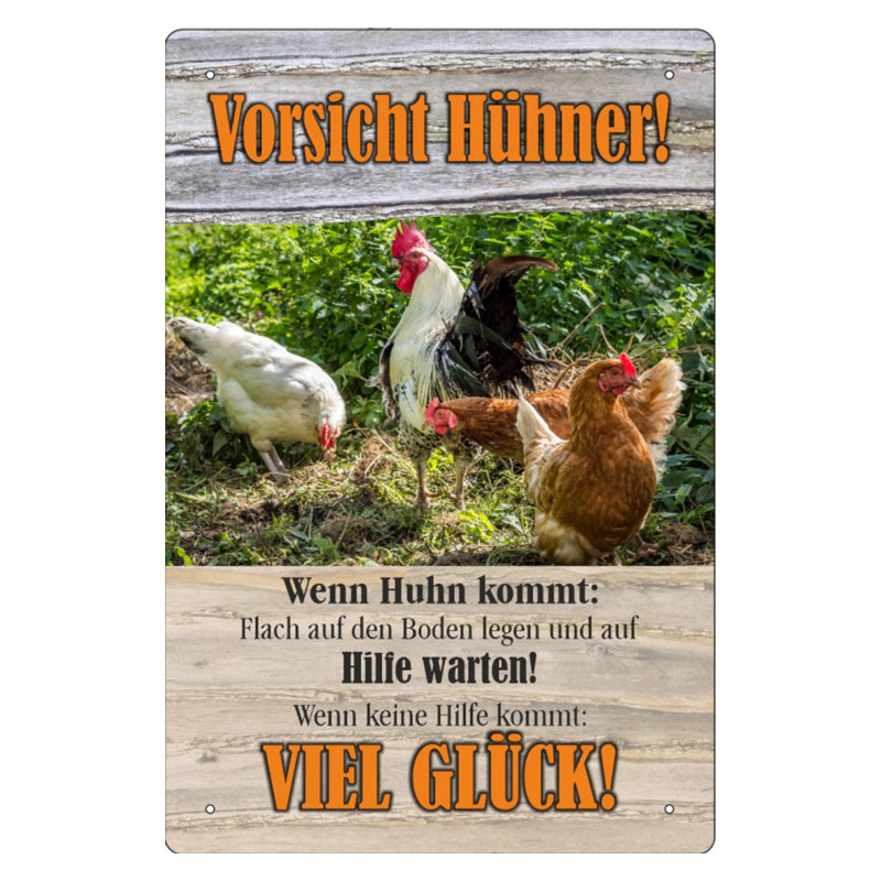 Blechschild Vorsicht Hühner Blechschild Vorsicht Hühner