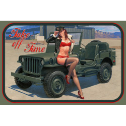 Blechschild Take Off Pin Up Girl