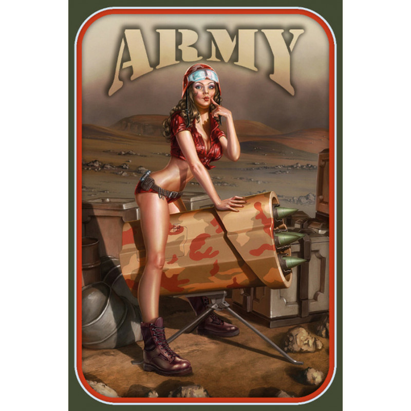 Blechschild Pin Up Girl Army Raketen