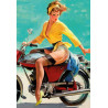 Blechschild Pin Up Girl Strapps Motorrad