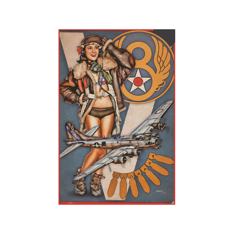 Blechschild Pin Up Girl Flugzeug B-17 Bomber