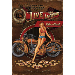 Blechschild Pin Up Girl Live the Legend Biker