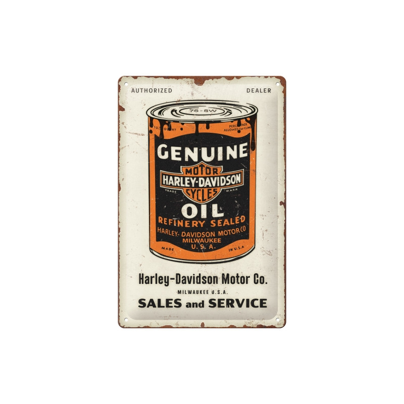 Harley-Davidson Blechschild Genuine Oil Dose - Nostalgic-Art Harley-Davidson Blechschild Genuine Oil Dose - Nostalgic-Art