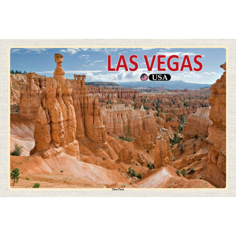 Holzschild Las Vegas Zion Park USA Holzschild Las Vegas Zion Park USA