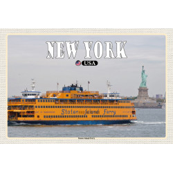 Holzschild New York Staten Island Fähre Wandbild